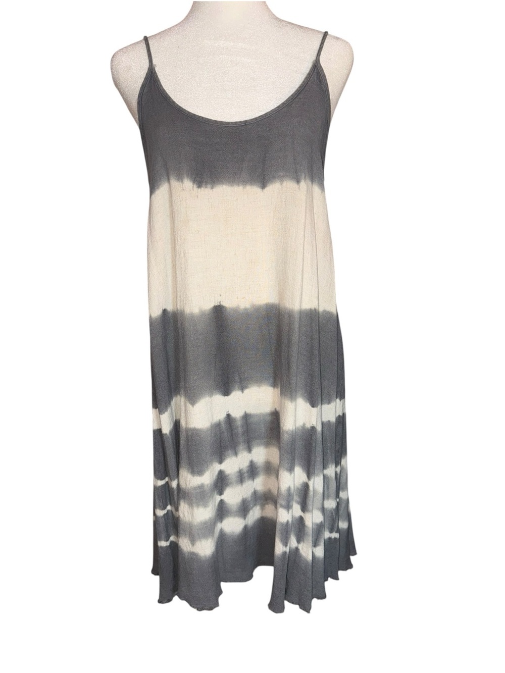 Umgee Grey and Cream Tie-Dye Spaghetti Strap dress